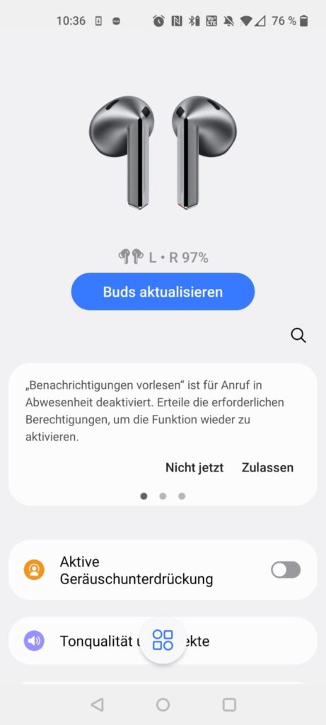 Samsung Galaxy Buds3 Kopfhörer App Übersicht