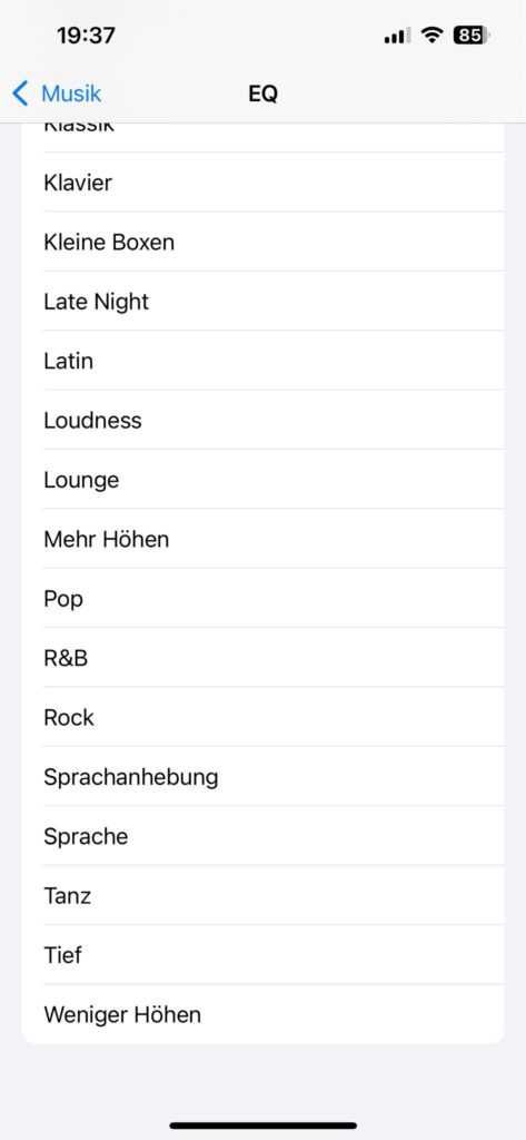 Apple AirPods 4 Kopfhörer Equalizer-Presets