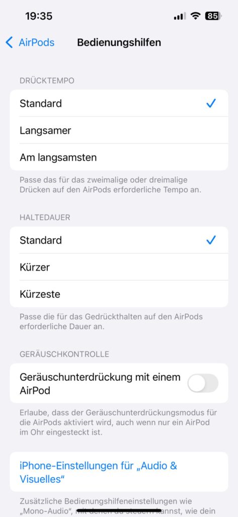 Apple AirPods 4 In-Ear-Bluetooth-Kopfhörer Bedienungshilfen