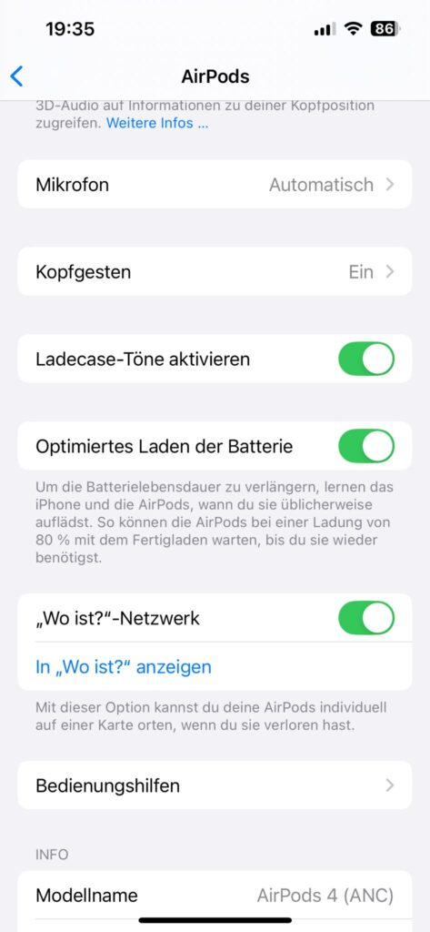 Apple AirPods 4 Kopfhörer Kopfgesten
