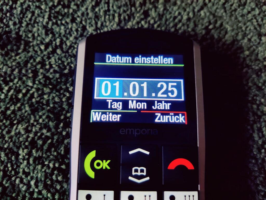 Emporia SIMPLICITY Seniorenhandy Datum einstellen