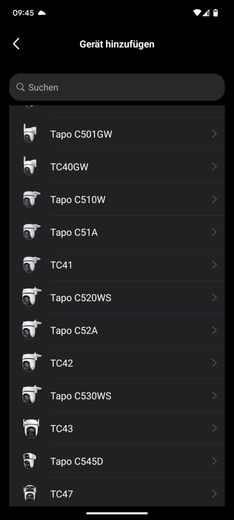 App der Tapo TP-Link C520WS Überwachungskamera