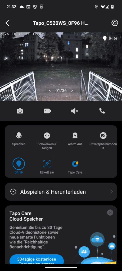 App der Tapo TP-Link C520WS Überwachungskamera (8)