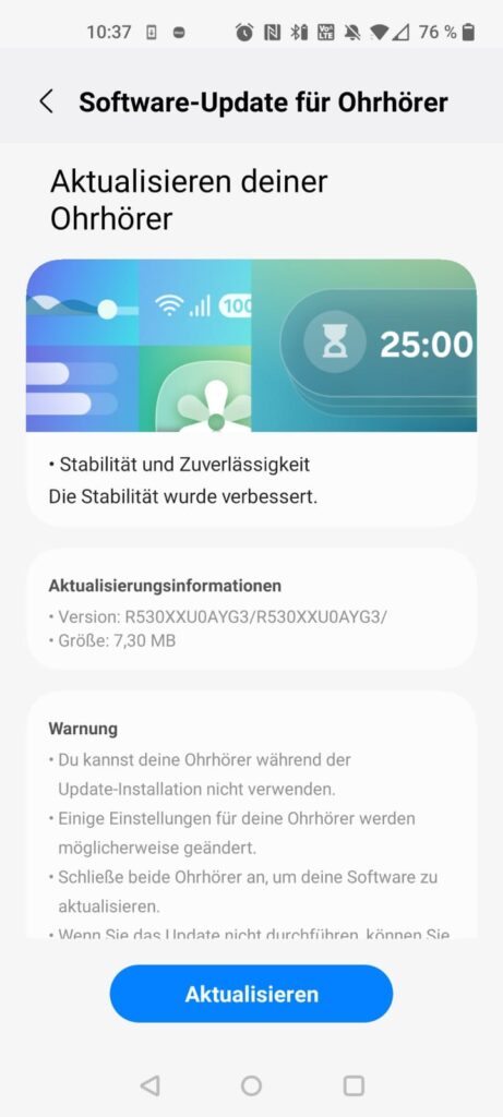 Samsung Galaxy Buds 3 In-Ear-Bluetooth-Kopfhörer App Software-Update