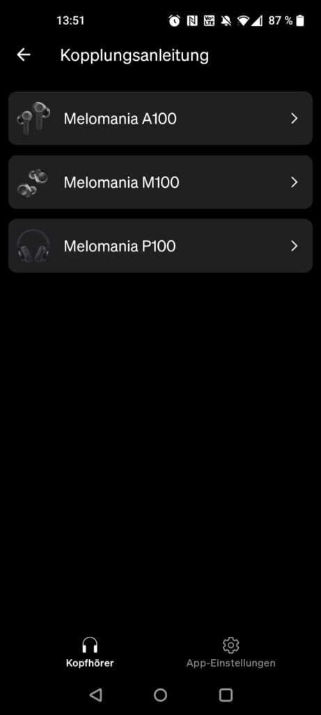 Cambridge Audio Melomania A100 In-Ear-Kopfhörer App Kopplungsanleitung