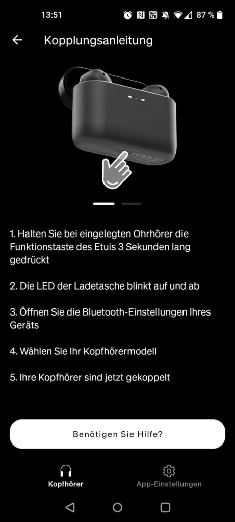 Cambridge Audio Melomania A100 In-Ear-Bluetooth-Kopfhörer App Kopplung
