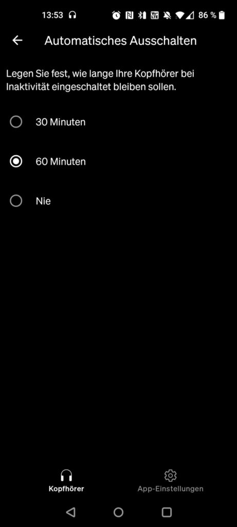 Cambridge Audio Melomania A100 In-Ear-Bluetooth-Kopfhörer App automatische Abschaltung