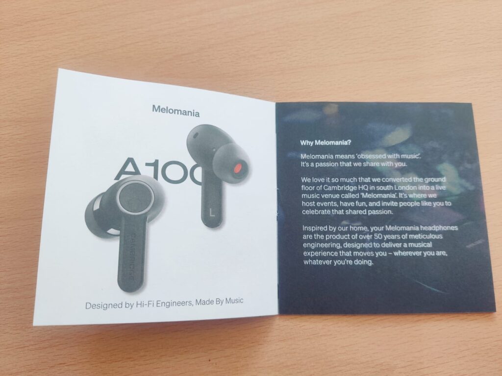 Cambridge Audio Melomania A100 In-Ear-Bluetooth-Kopfhörer Markenbroschüre