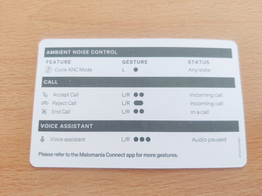 Cambridge Audio Melomania A100 In-Ear-Bluetooth-Kopfhörer Touch-Hinweise