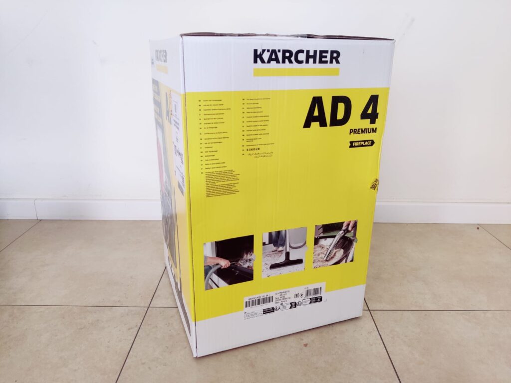 Kärcher AD 4 Premium Aschesauger Verpackung von der Seite