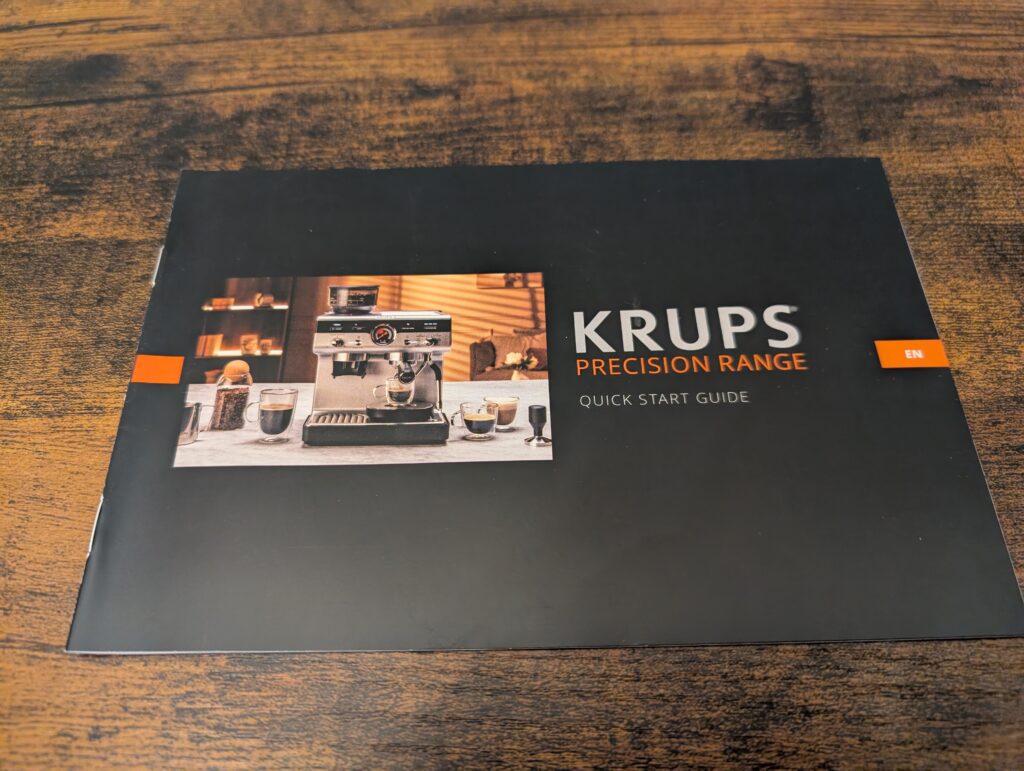 Kurzanleitung der Krups Precision XP801T Siebträgermaschine