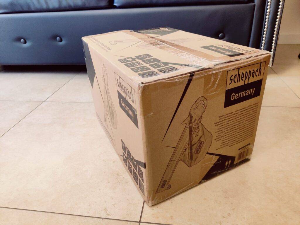 Scheppach BLV3000E Laubsauger Verpackung seitlich