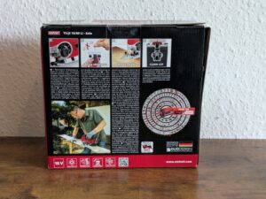 Verpackung der Einhell TE-JS 1880 Li – Solo Stichsäge von hinten