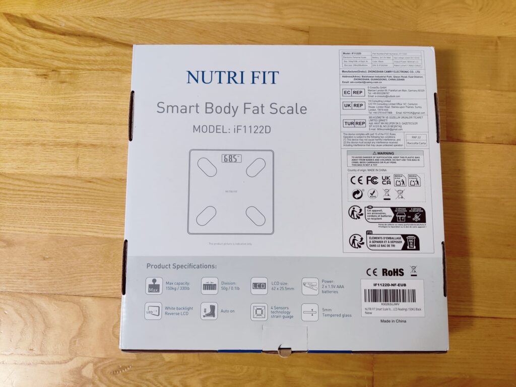 NUTRI FIT iF1122D Personenwaage Verpackung Rückseite