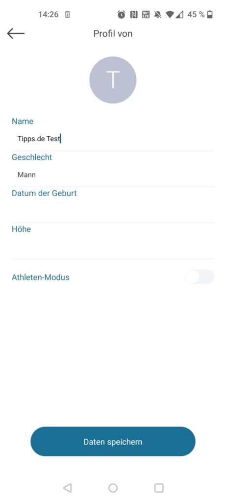 NUTRI FIT iF1122D Körperfettwaage App Profil