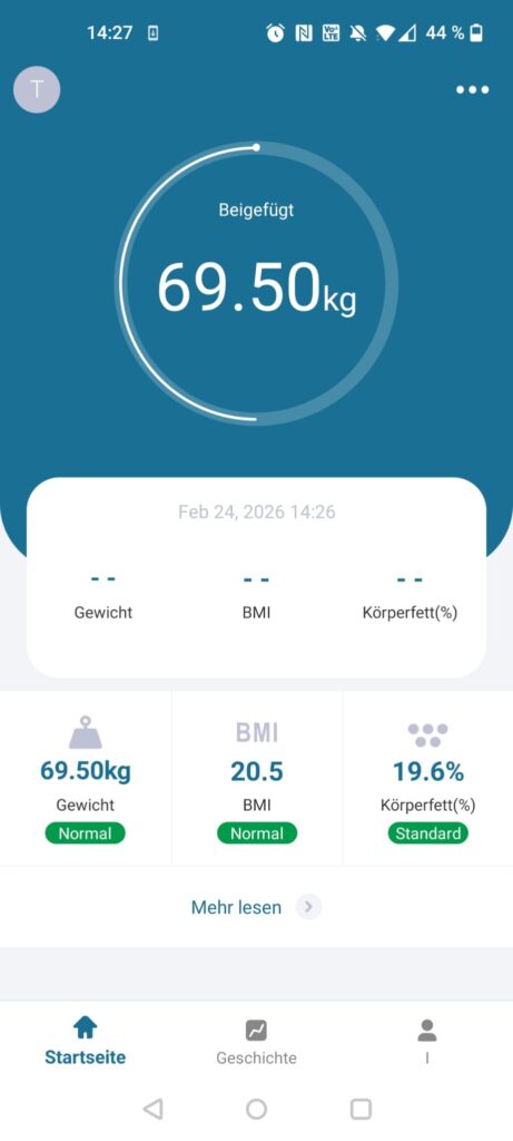 NUTRI FIT iF1122D Körperfettwaage App Gewichtsanzeige