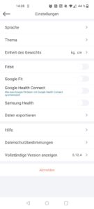 NUTRI FIT iF1122D Personenwaage App Einstellungen
