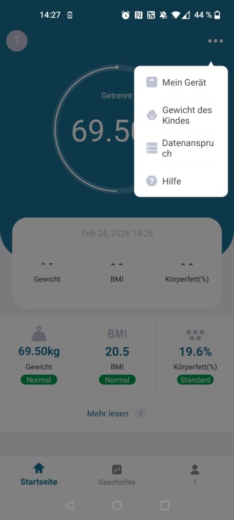 NUTRI FIT iF1122D Personenwaage App Sidebar