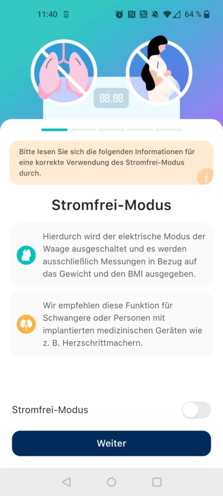 Etekcity EFS-C651-KDE Körperfettwaage App Nullstrommodus