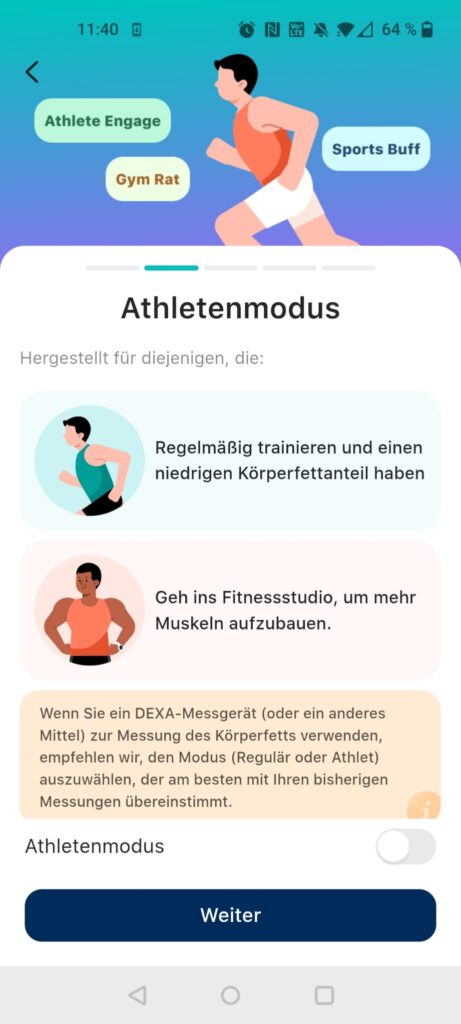 Etekcity EFS-C651-KDE Körperfettwaage App Athletenmodus