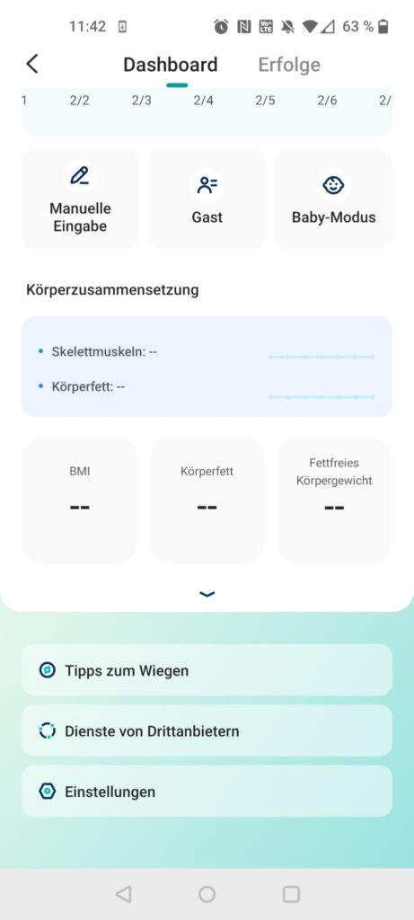 Etekcity EFS-C651-KDE Körperfettwaage App Dashboard mit Baby-Modus