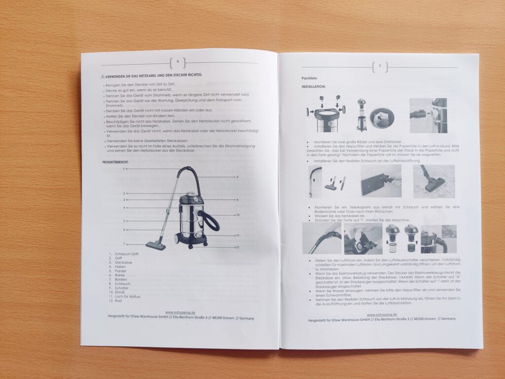 MASKO® 18540-1 Nasssauger Bedienungsanleitung innen