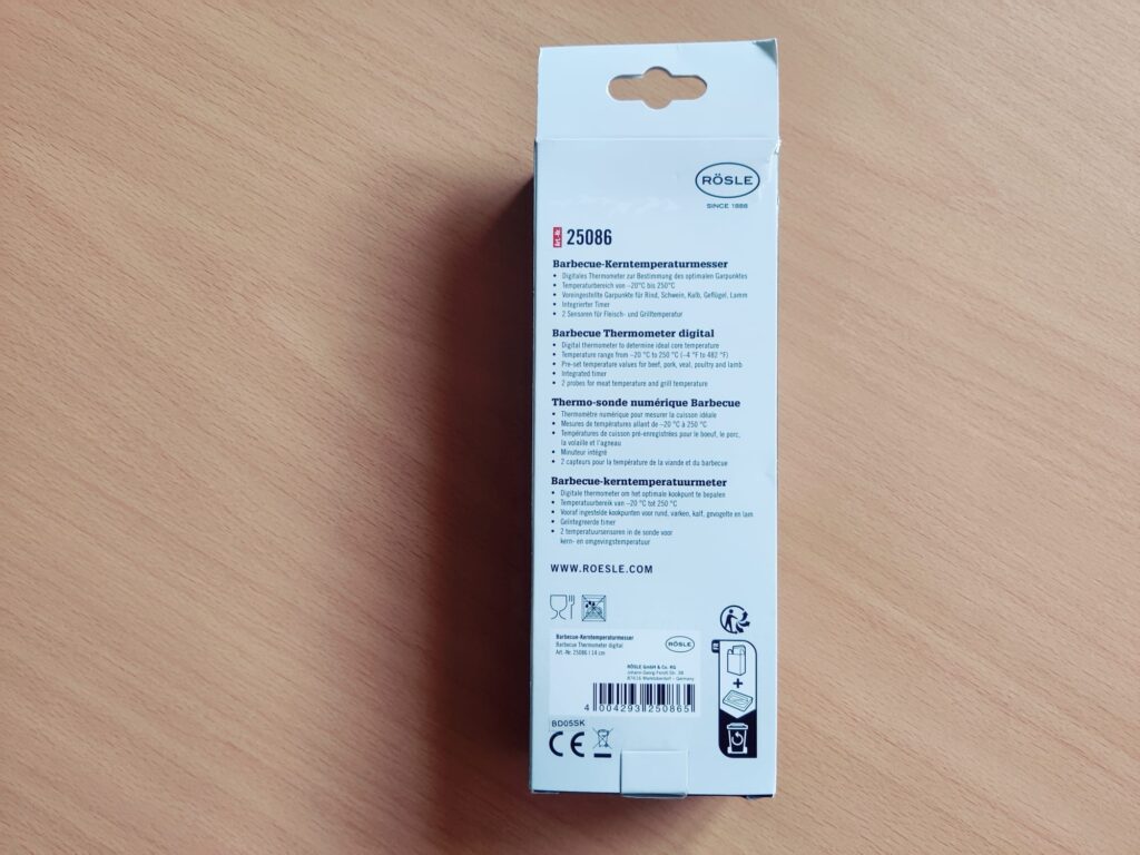 RÖSLE 25086 Grillthermometer Verpackung Rückseite
