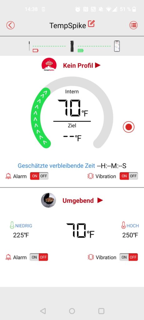 ThermoPro TP961 TempSpike Grillthermometer App ohne Profil