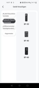 BFOUR BF-30 Pro Grillthermometer App Geräteauswahl