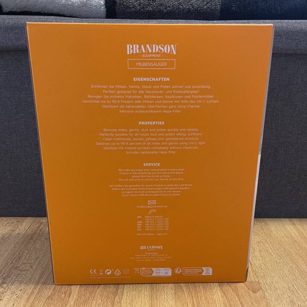 Brandson Milbenstaubsauger Verpackung