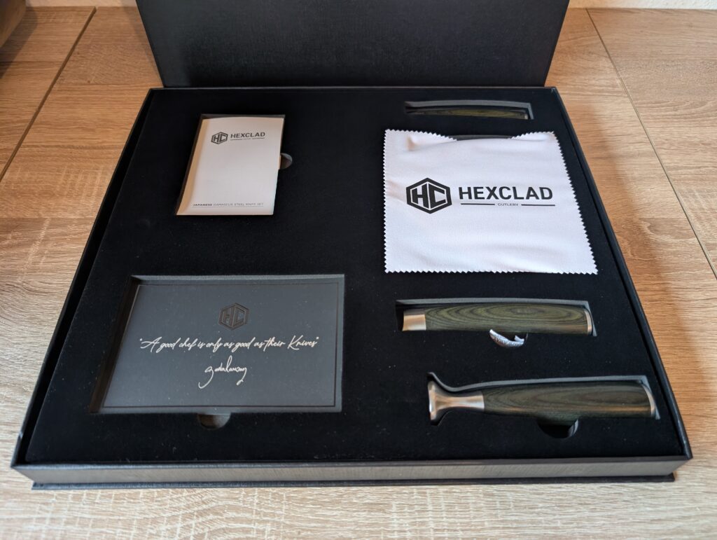 HexClad Essential Messerset Box geöffnet