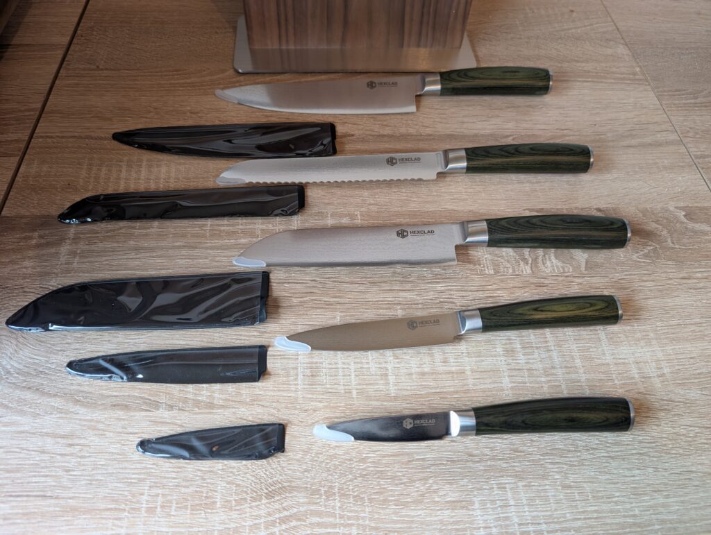 HexClad Essential Messerset Messer und Kunststoffhüllen