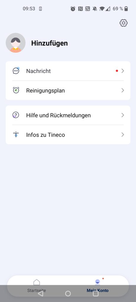 Tineco Pure ONE A90S Akku-Staubsauger App Konto