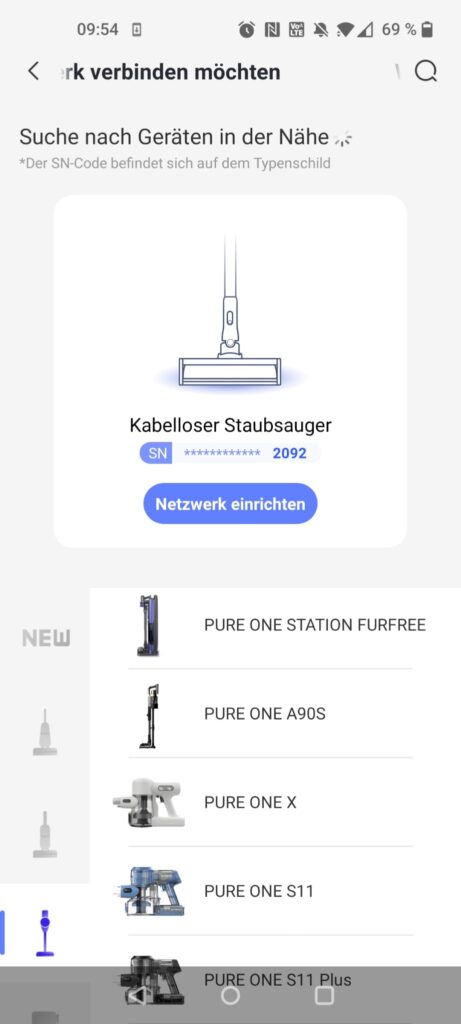 Tineco Pure ONE A90S Akku-Staubsauger Gerätesuche