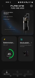 Tineco Pure ONE A90S Akku-Staubsauger App Startseite