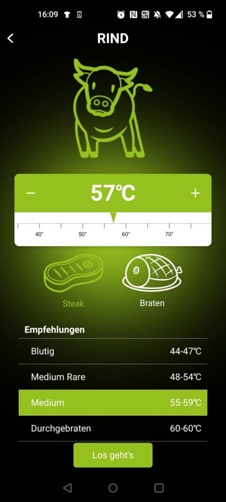 Outdoorchef Easy Check Single Grillthermometer App Fleischsorte Rind