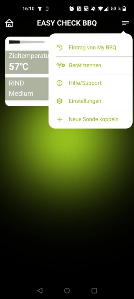 Outdoorchef Easy Check Single Grillthermometer App Optionen