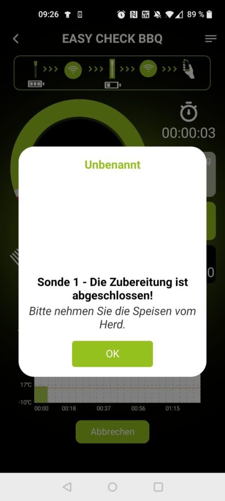 Outdoorchef Easy Check Single Grillthermometer App Benachrichtigung