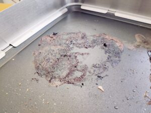 Tefal Maxi Plancha CB690D Elektrogrill Grillrückstände Fleisch