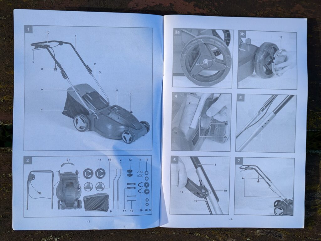 Anleitung des Einhell GC-EM 1742 Elektro-Rasenmähers geöffnet