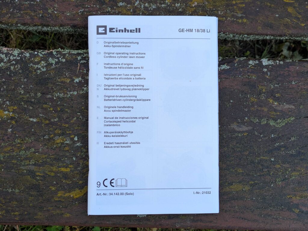 Anleitung des Einhell GE-HM 1838 Spindelmähers