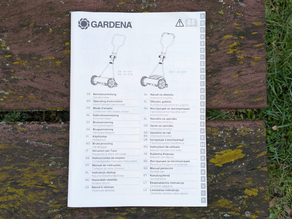 Anleitung des Gardena Comfort 400 C Spindelmähers