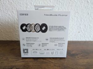 Verpackung der Edifier NeoBuds Planar In-Ear-Kopfhörer von hinten