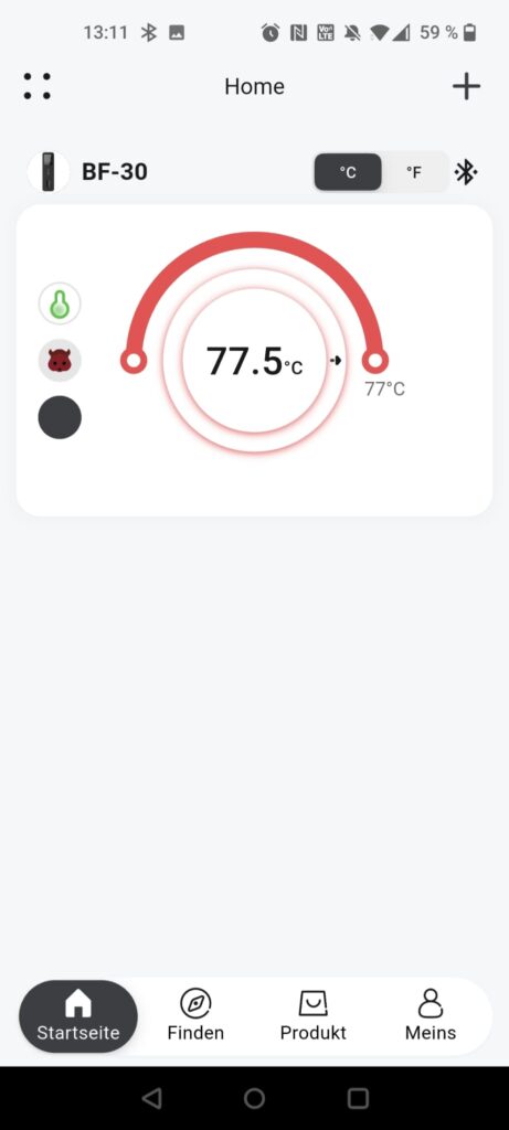 BFOUR BF-30 Pro Grillthermometer App am Testende