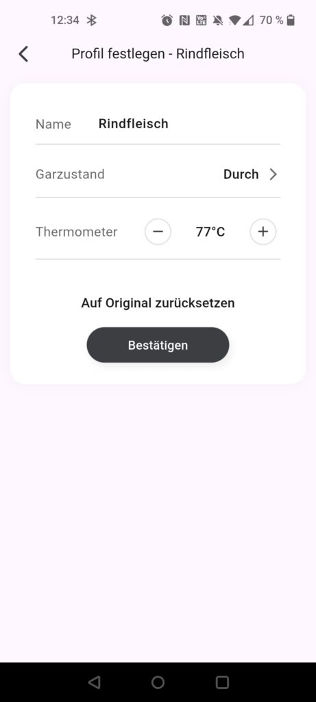 BFOUR BF-30 Pro Grillthermometer Profil für den Testdurchlauf