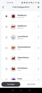 BFOUR BF-30 Pro Grillthermometer App Profil-Preset