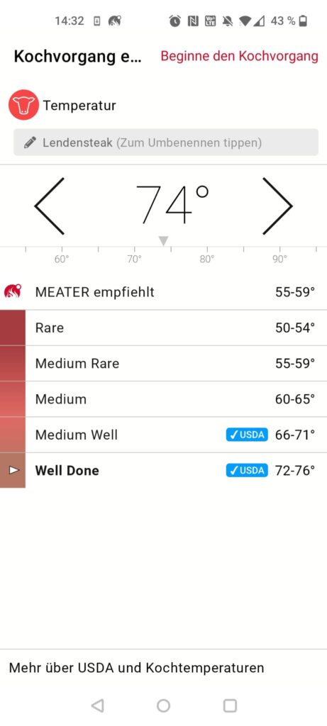 Meater Pro Grillthermometer App Preset für Praxistest