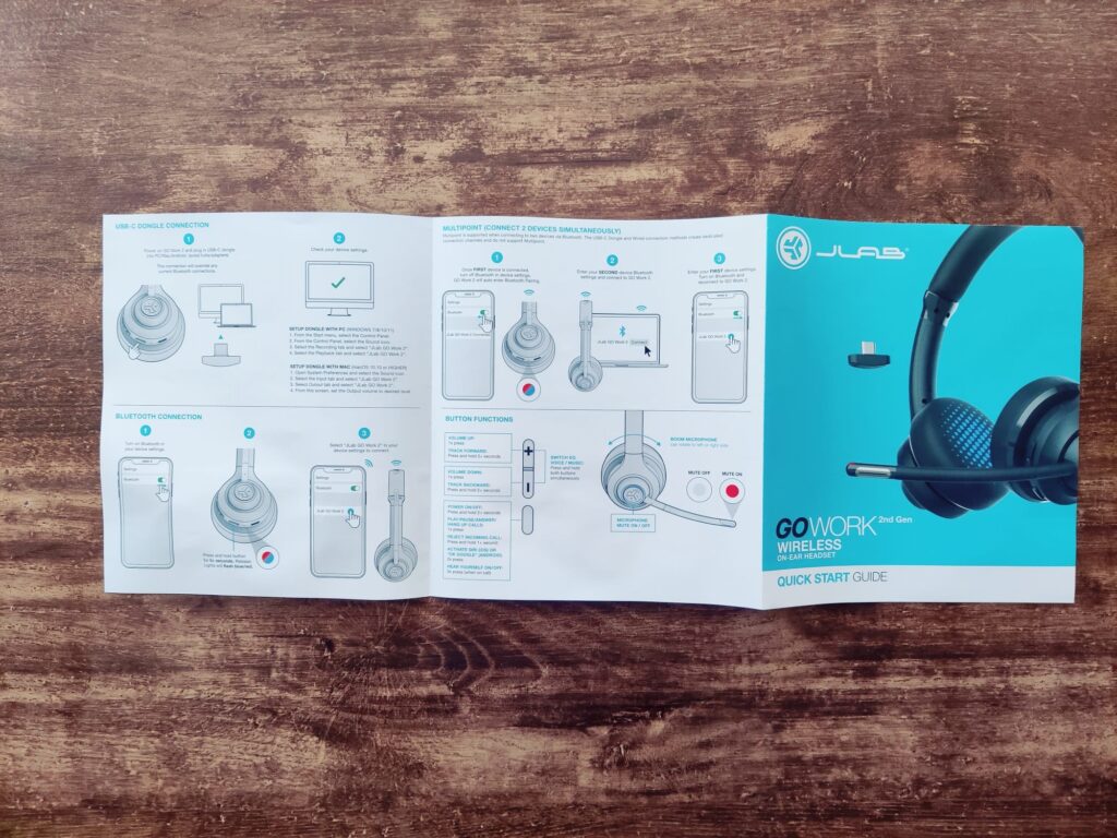 JLab Go Work 2nd Gen Headset Anleitung ausgeklappt