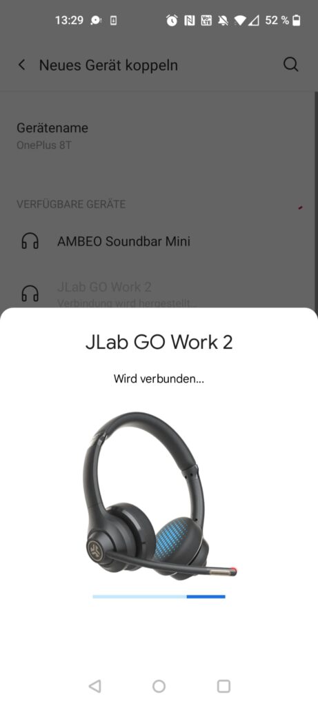 JLab Go Work 2nd Gen Headset Kopplungsversuch