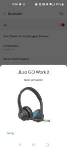 JLab Go Work 2nd Gen Headset Kopplung erfolgreich